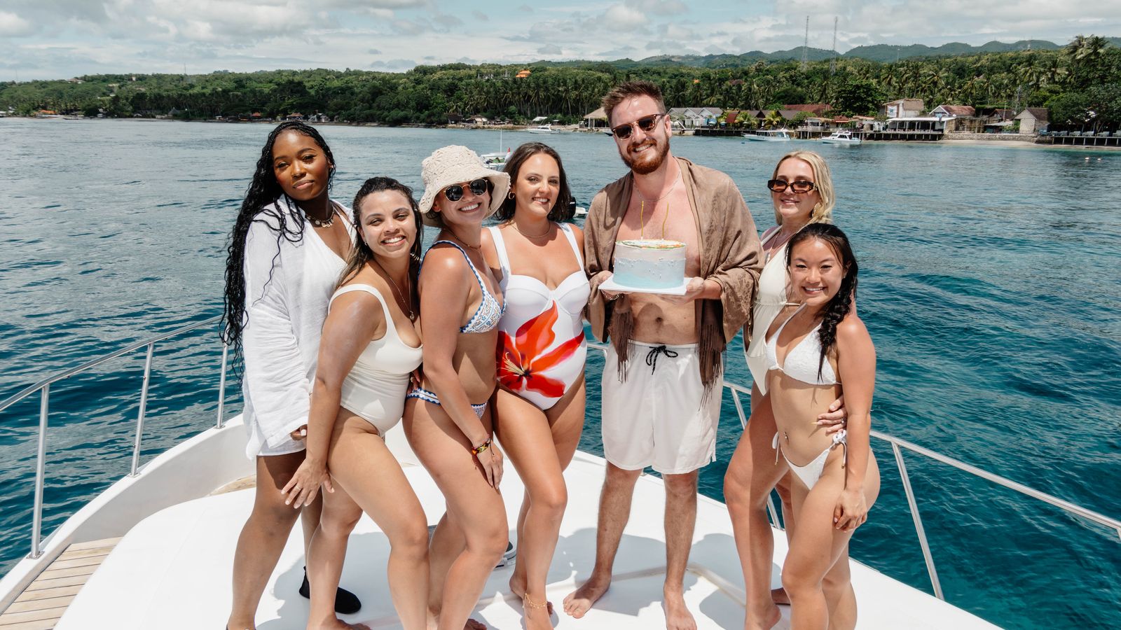 Group celebration on a private yacht charter in Bali